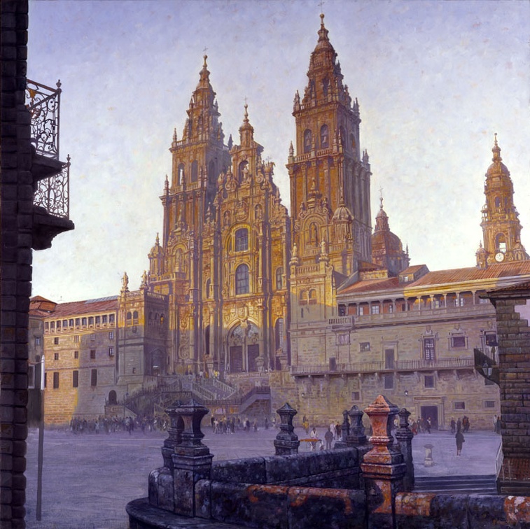 13. Plaza del Obradoiro. (Óleo sobre lienzo 100x100 cm.)